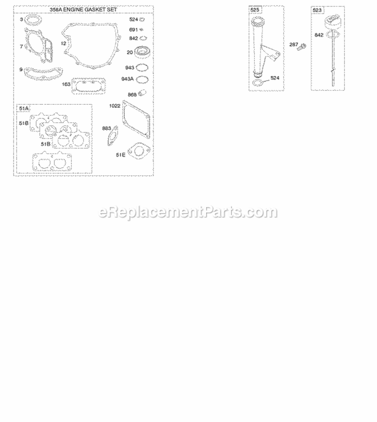 Gasket Set - Engine Lubrication Diagram and Parts List for 406777-0027-B1  Briggs and Stratton Engine